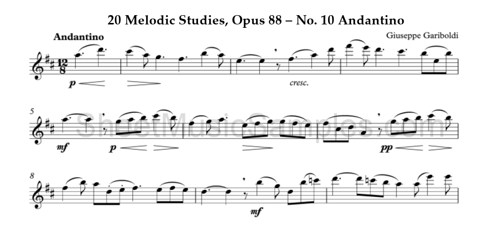 20 Melodic Studies, Opus 88 – No. 10 Andantino