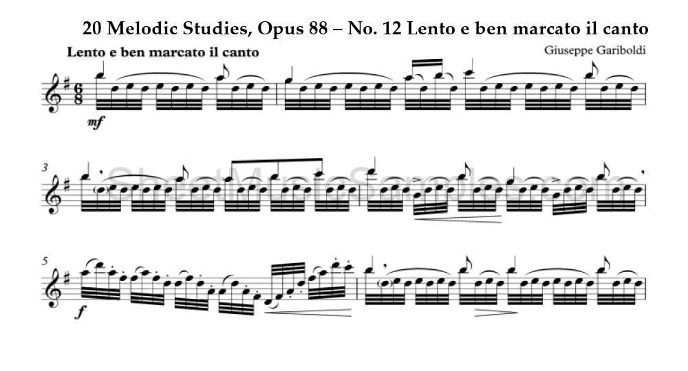 20 Melodic Studies, Opus 88 – No. 12 Lento e ben marcato il canto