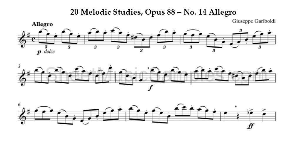 20 Melodic Studies, Opus 88 – No. 14 Allegro