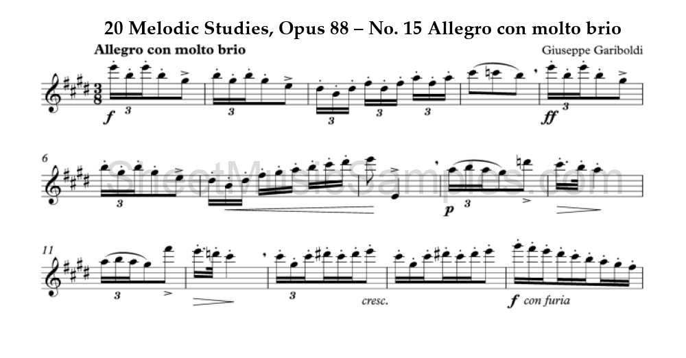 20 Melodic Studies, Opus 88 – No. 15 Allegro con molto brio