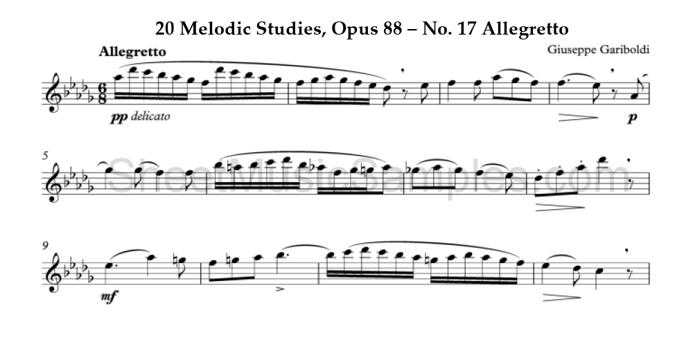 20 Melodic Studies, Opus 88 – No. 17 Allegretto