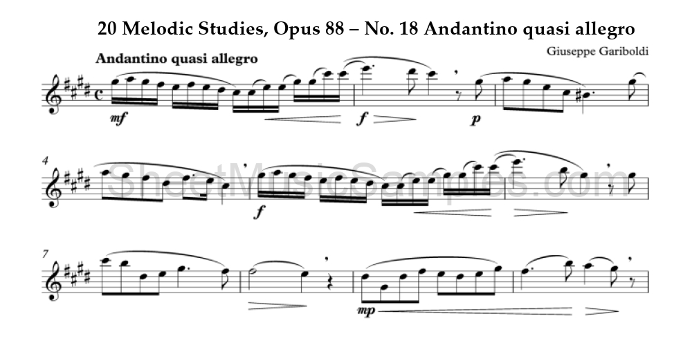 20 Melodic Studies, Opus 88 – No. 18 Andantino quasi allegro