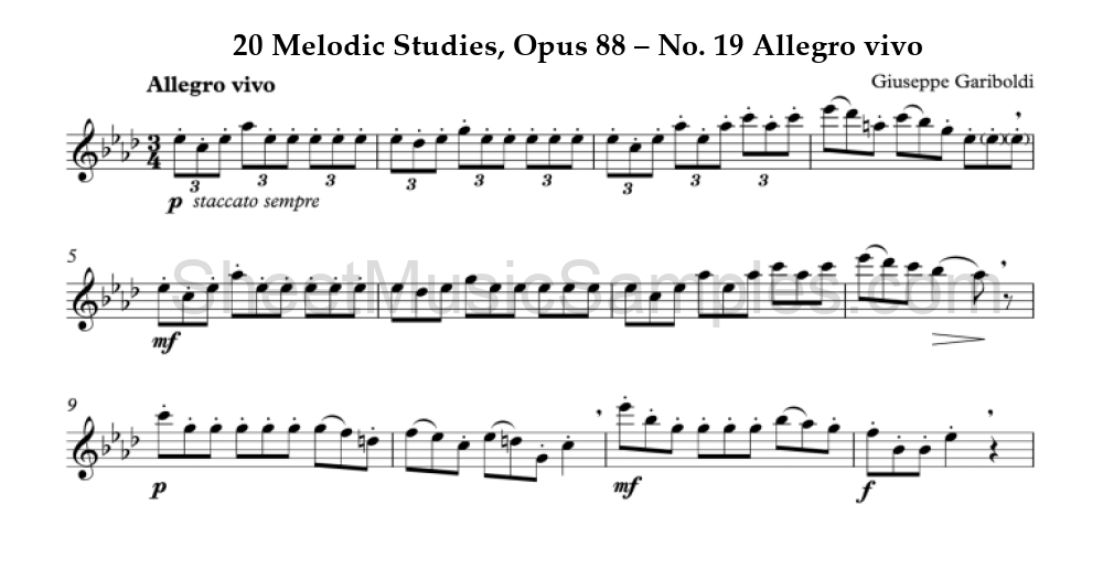 20 Melodic Studies, Opus 88 – No. 19 Allegro vivo