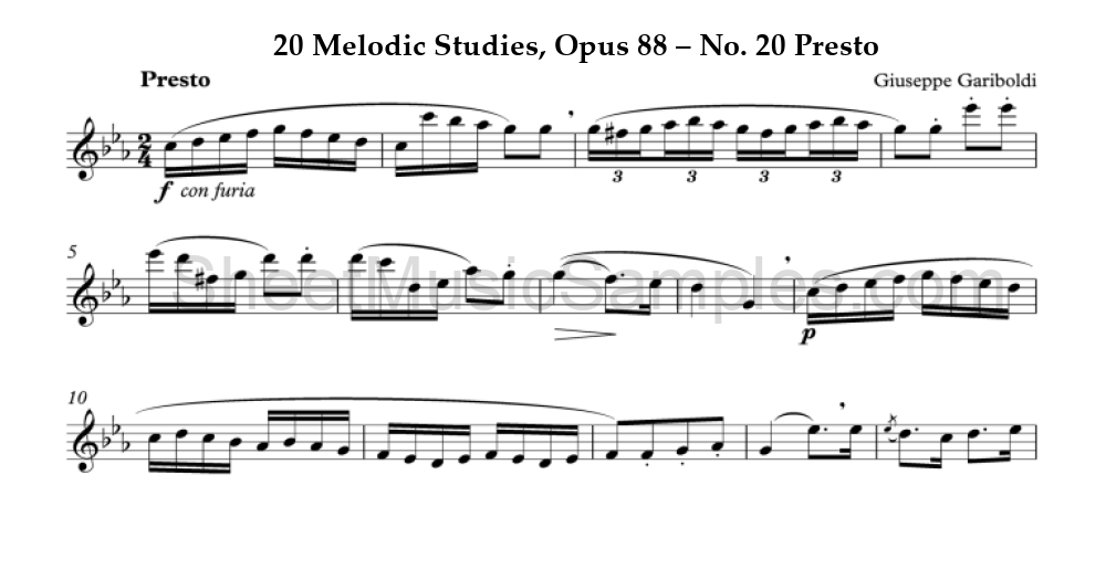 20 Melodic Studies, Opus 88 – No. 20 Presto