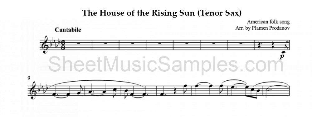 The House of the Rising Sun (Tenor Sax)