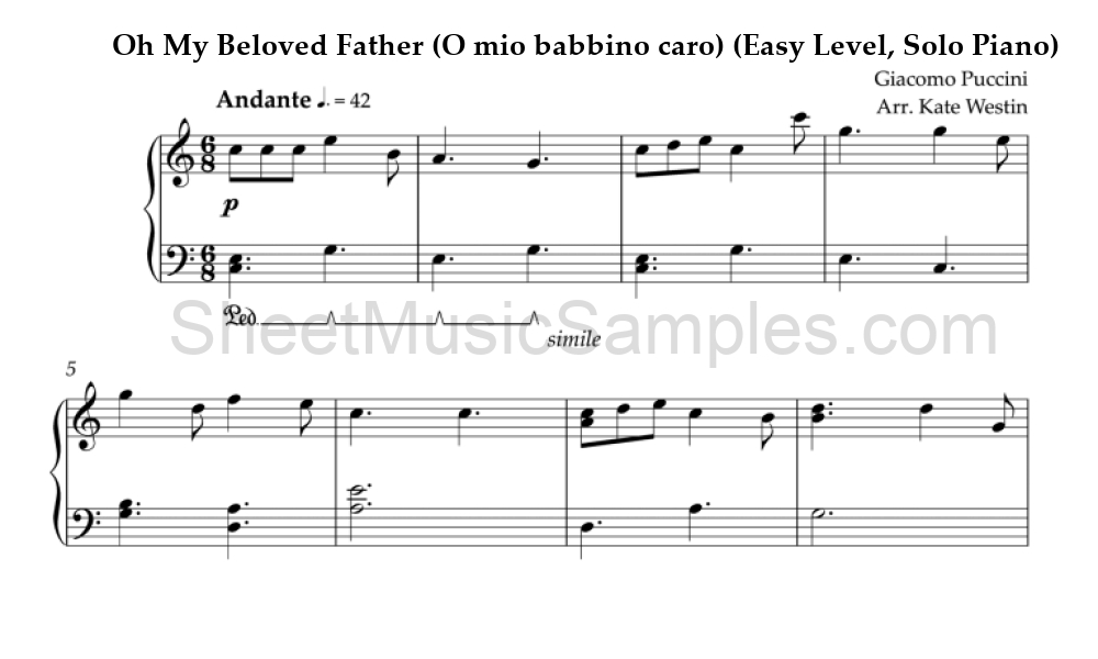 Oh My Beloved Father (O mio babbino caro) (Easy Level, Solo Piano)