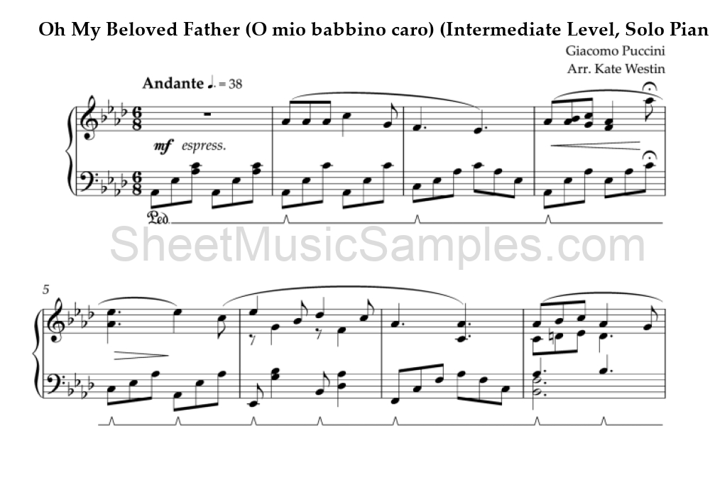 Oh My Beloved Father (O mio babbino caro) (Intermediate Level, Solo Piano)