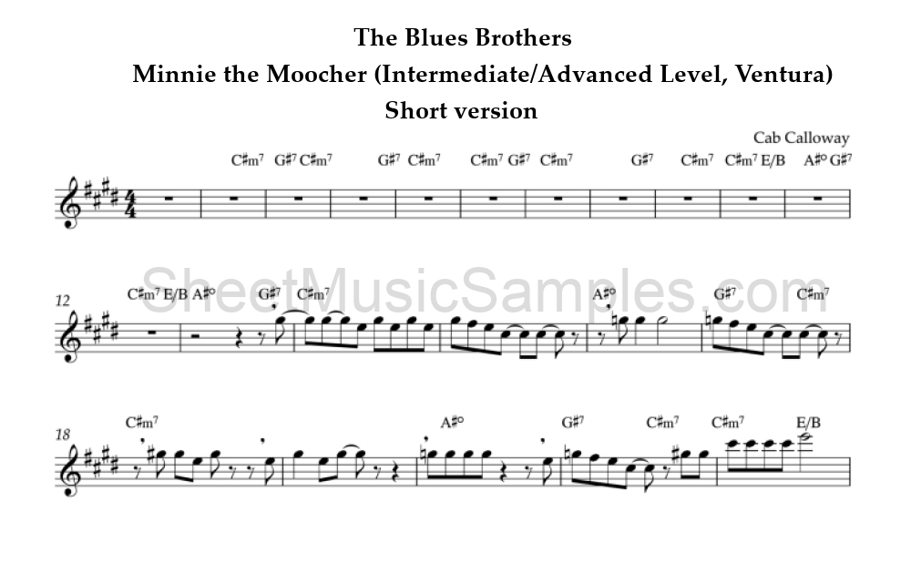 The Blues Brothers - Minnie the Moocher (Intermediate/Advanced Level, Ventura) - Short version