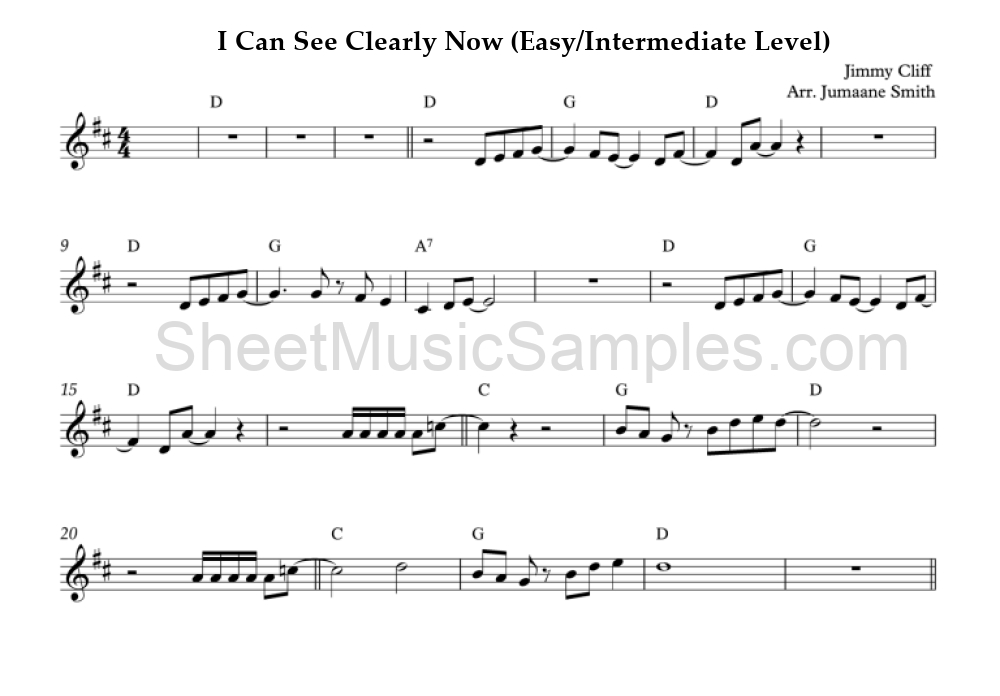 I Can See Clearly Now (Easy/Intermediate Level)