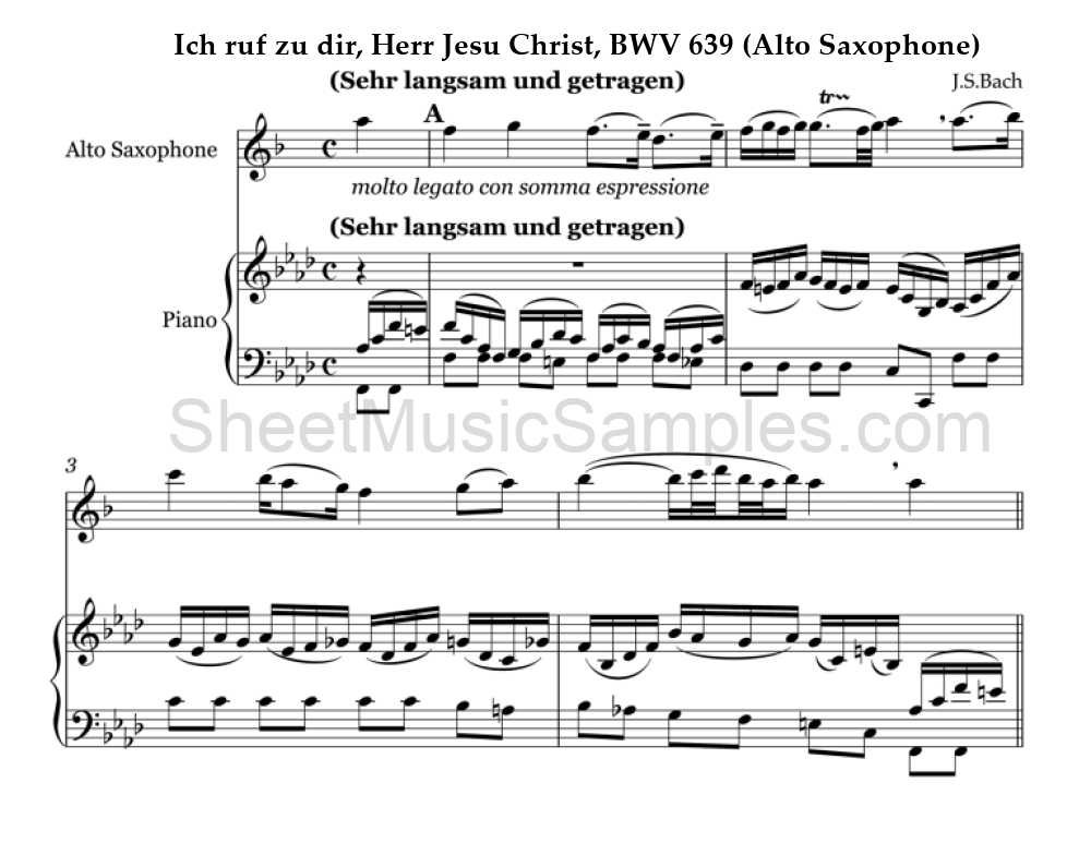 Ich ruf zu dir, Herr Jesu Christ, BWV 639 (Alto Saxophone)