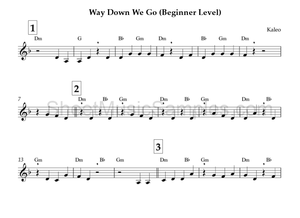 Way Down We Go (Beginner Level)