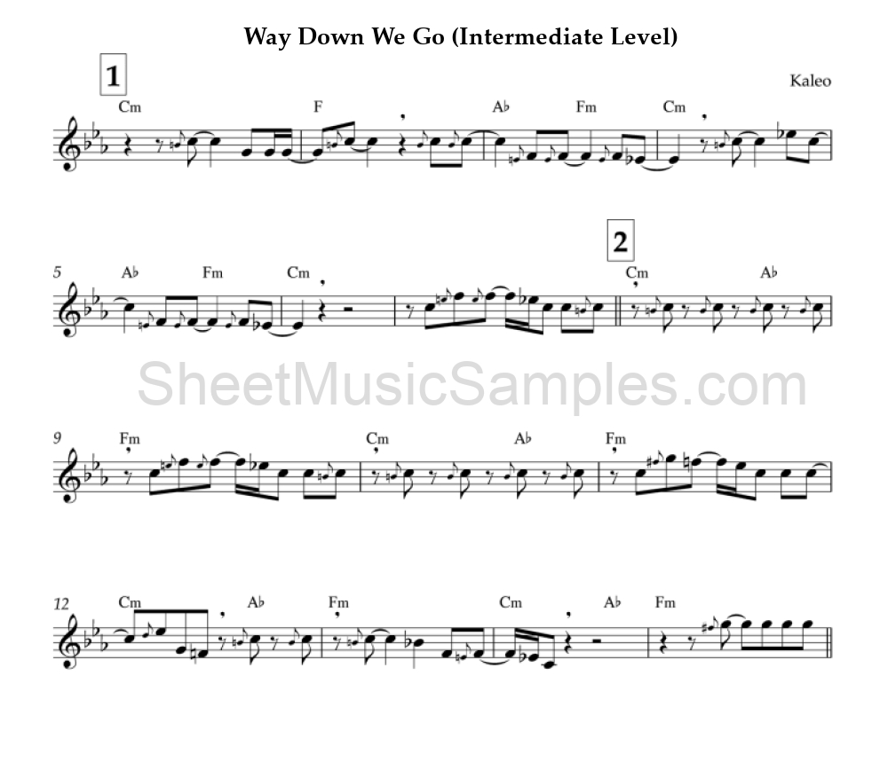 Way Down We Go (Intermediate Level)