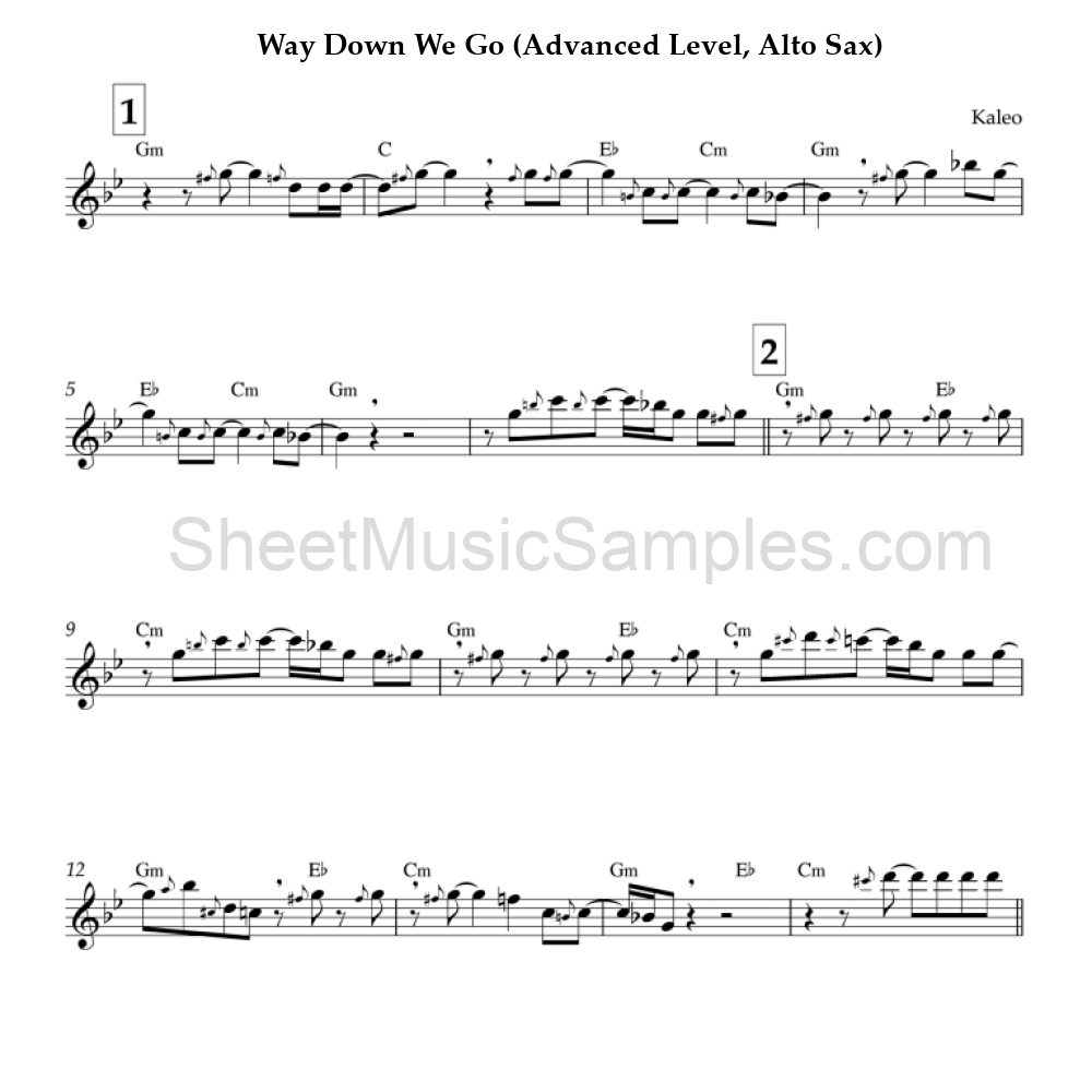 Way Down We Go (Advanced Level, Alto Sax)