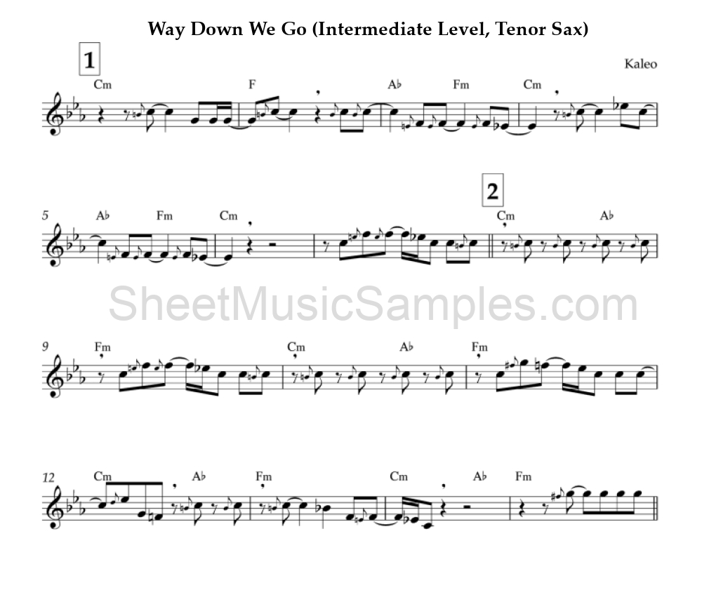 Way Down We Go (Intermediate Level, Tenor Sax)