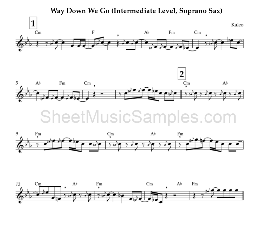 Way Down We Go (Intermediate Level, Soprano Sax)