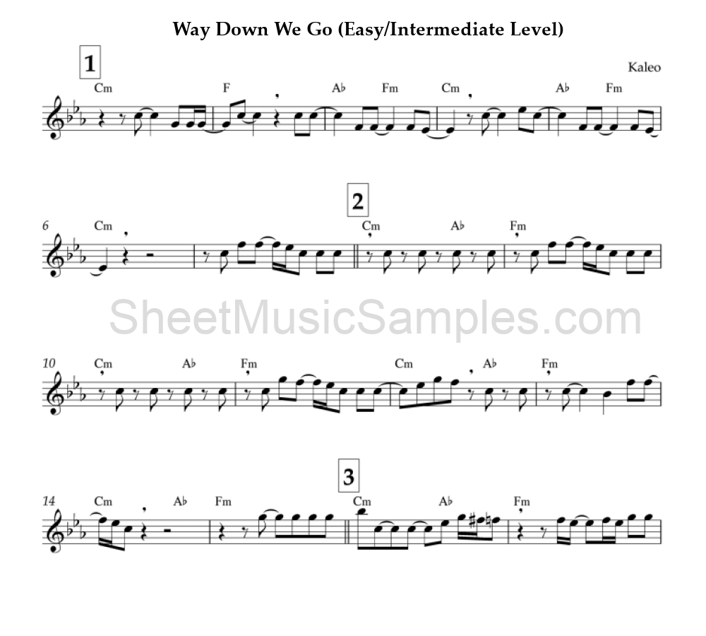 Way Down We Go (Easy/Intermediate Level)