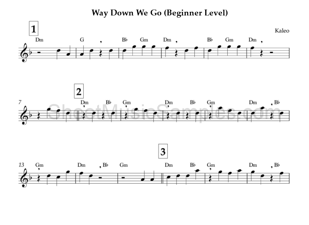 Way Down We Go (Beginner Level)