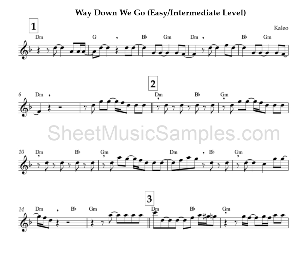 Way Down We Go (Easy/Intermediate Level)