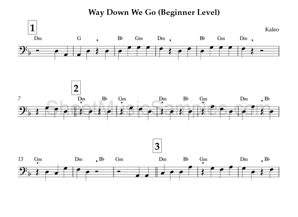 Way Down We Go (Beginner Level)