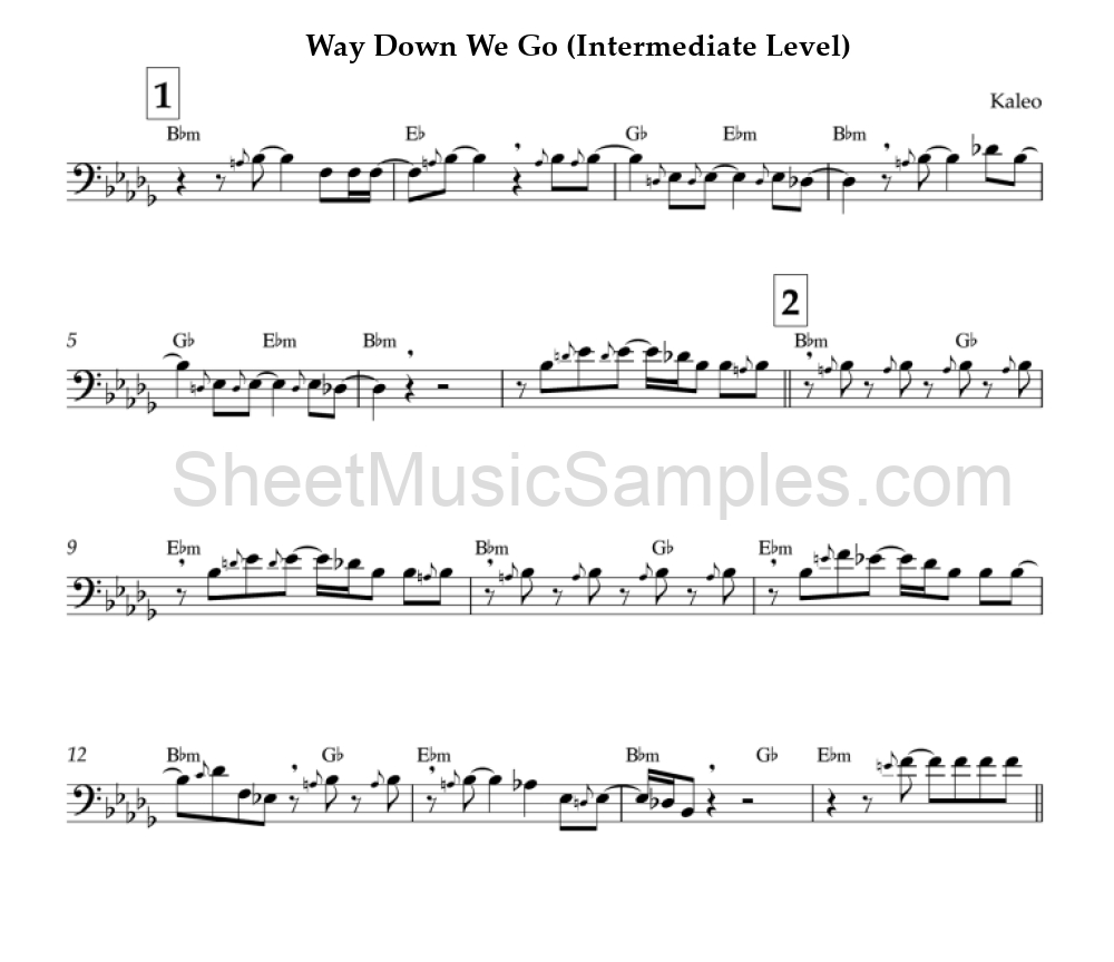 Way Down We Go (Intermediate Level)