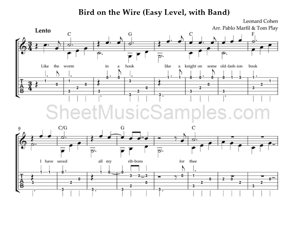 Bird on the Wire (Easy Level, with Band)