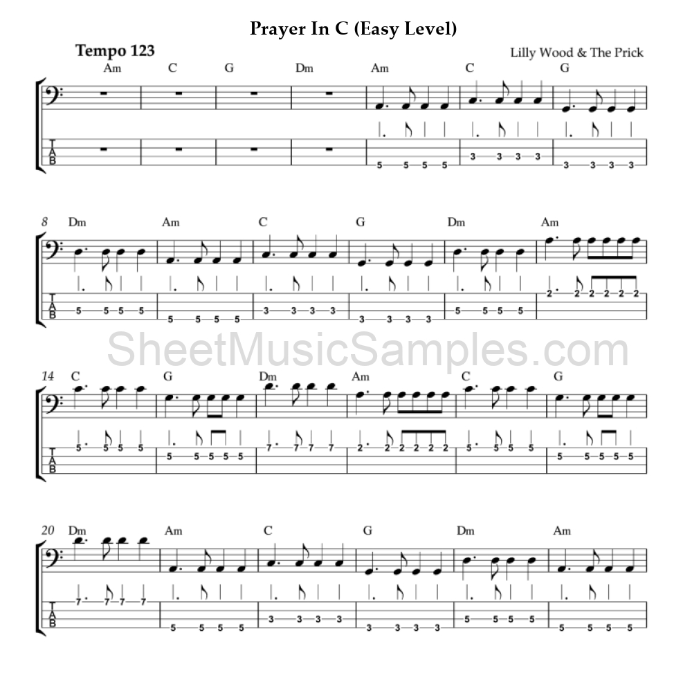 Prayer In C (Easy Level)