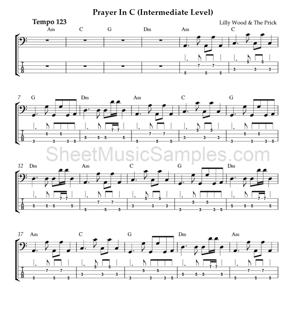 Prayer In C (Intermediate Level)