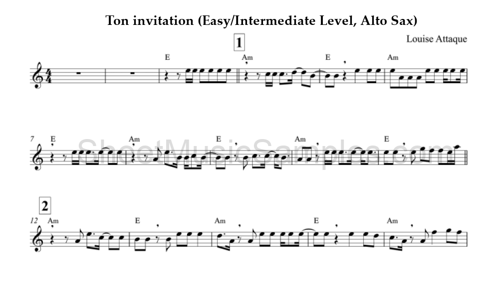 Ton invitation (Easy/Intermediate Level, Alto Sax)