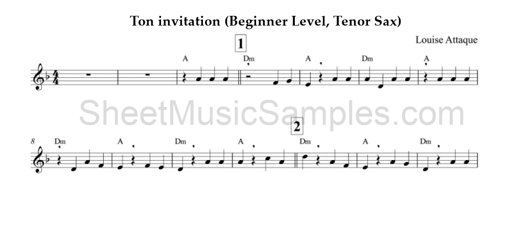 Ton invitation (Beginner Level, Tenor Sax)