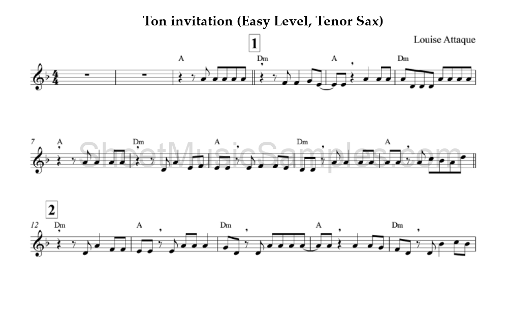 Ton invitation (Easy Level, Tenor Sax)