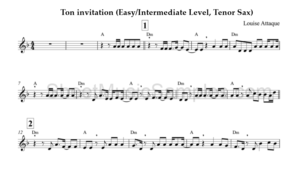 Ton invitation (Easy/Intermediate Level, Tenor Sax)