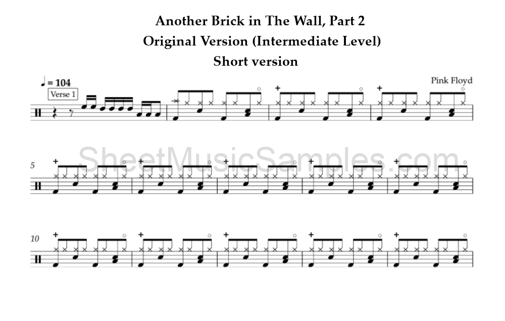 Another Brick in The Wall, Part 2 - Original Version (Intermediate Level) - Short version