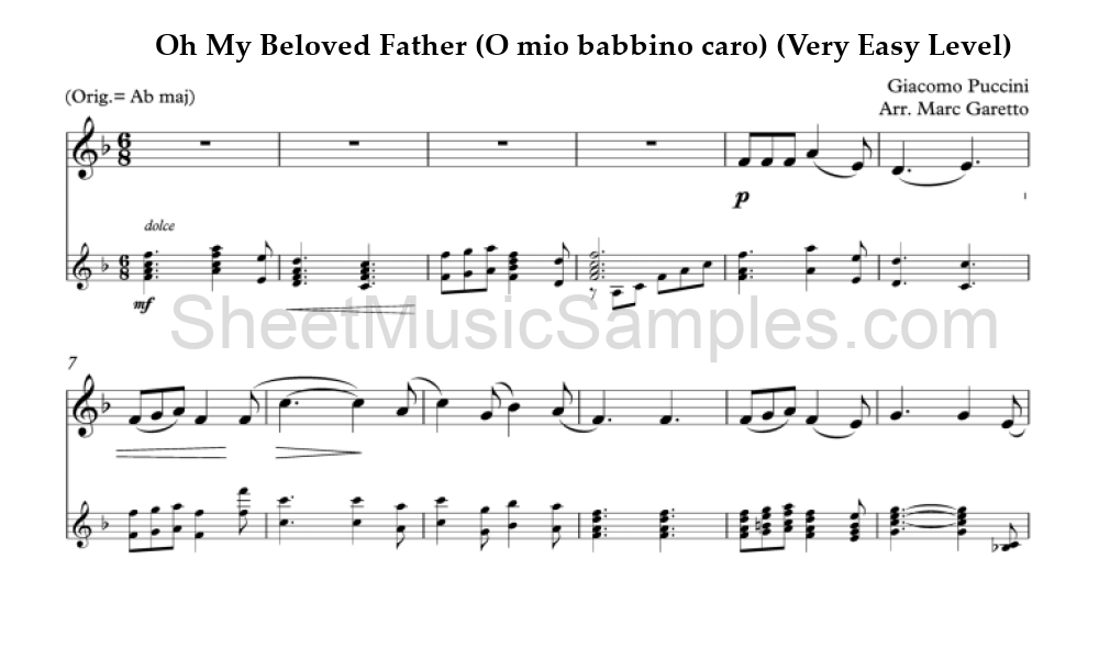 Oh My Beloved Father (O mio babbino caro) (Very Easy Level)