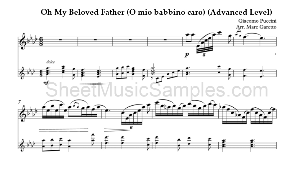 Oh My Beloved Father (O mio babbino caro) (Advanced Level)