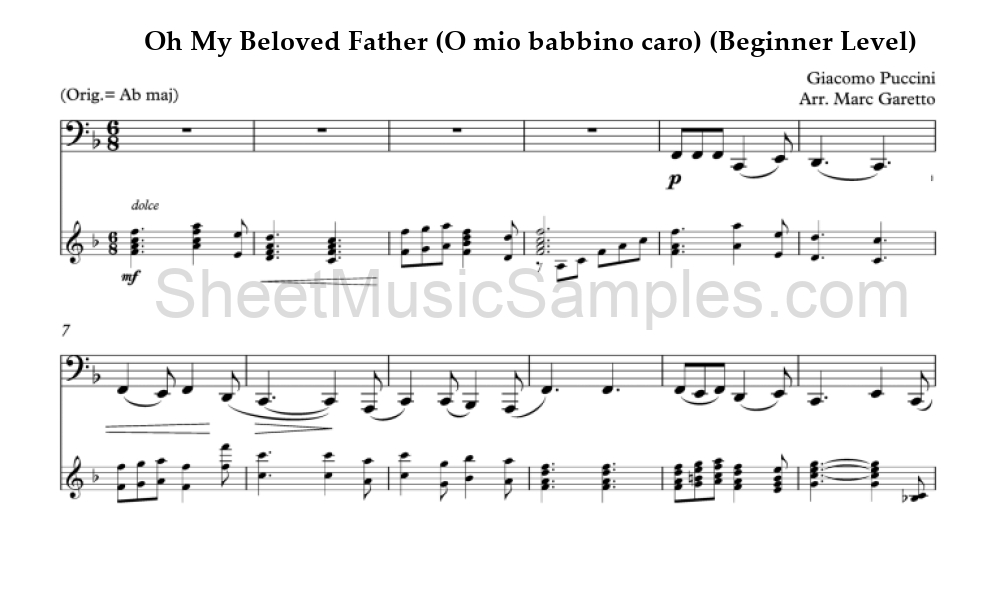 Oh My Beloved Father (O mio babbino caro) (Beginner Level)