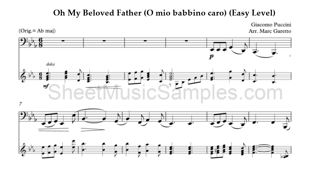 Oh My Beloved Father (O mio babbino caro) (Easy Level)