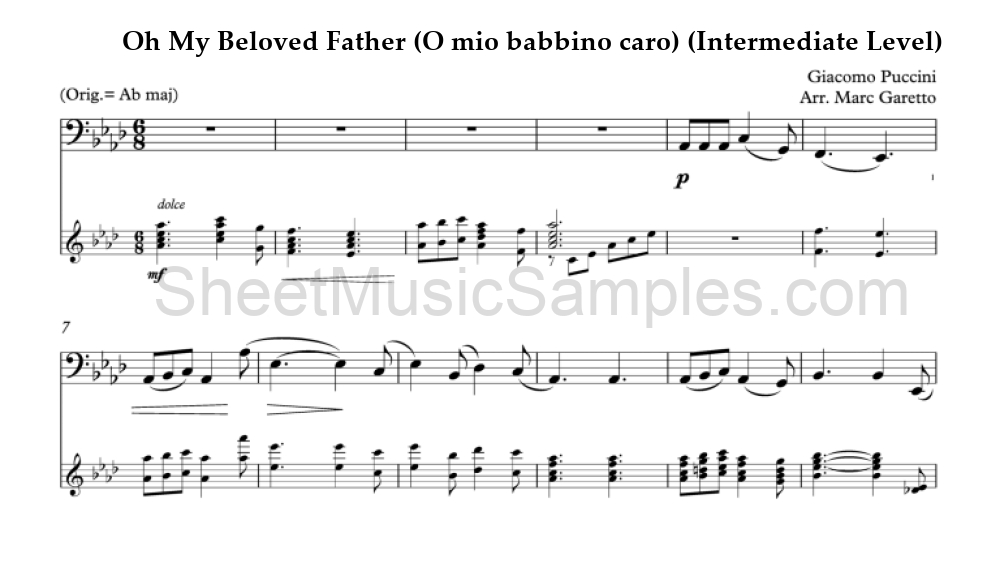 Oh My Beloved Father (O mio babbino caro) (Intermediate Level)