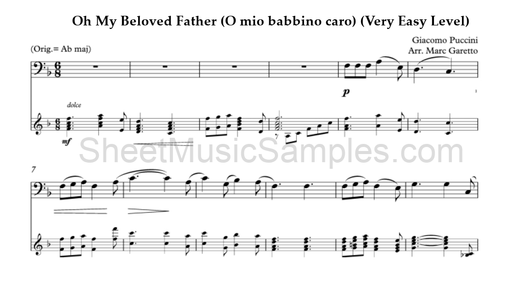 Oh My Beloved Father (O mio babbino caro) (Very Easy Level)