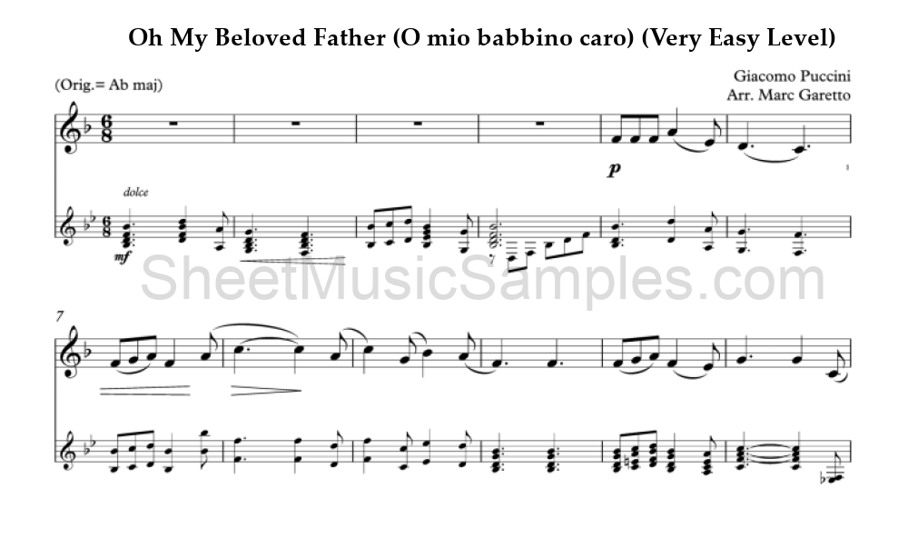 Oh My Beloved Father (O mio babbino caro) (Very Easy Level)