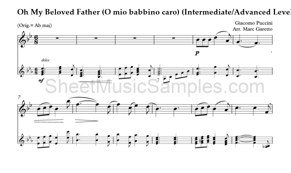 Oh My Beloved Father (O mio babbino caro) (Intermediate/Advanced Level)