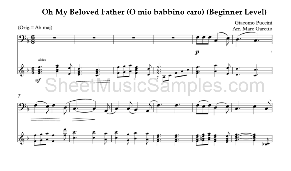 Oh My Beloved Father (O mio babbino caro) (Beginner Level)