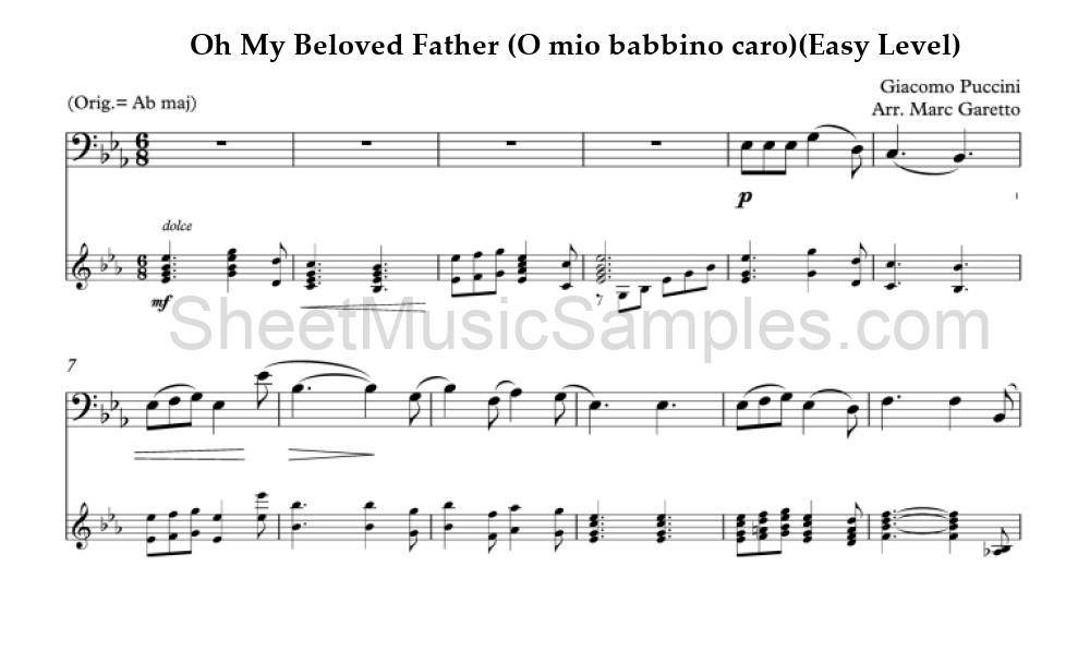 Oh My Beloved Father (O mio babbino caro)(Easy Level)