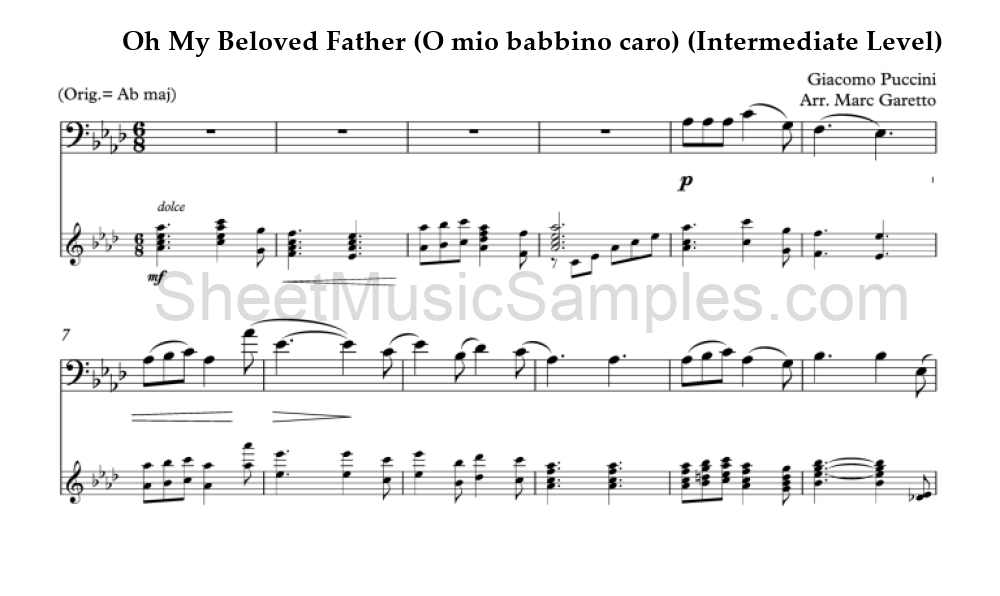 Oh My Beloved Father (O mio babbino caro) (Intermediate Level)