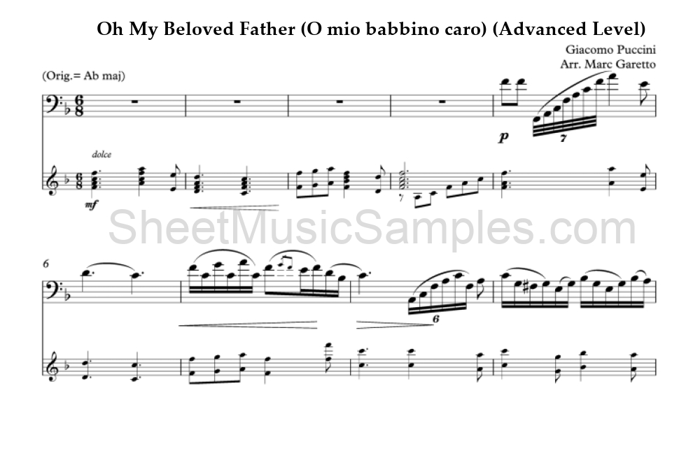 Oh My Beloved Father (O mio babbino caro) (Advanced Level)