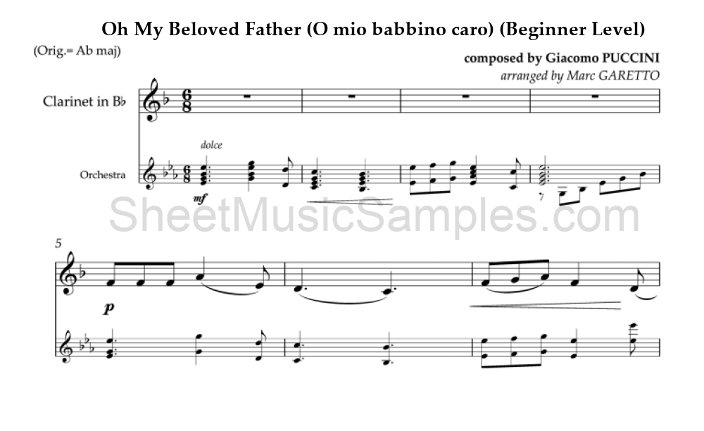 Oh My Beloved Father (O mio babbino caro) (Beginner Level)