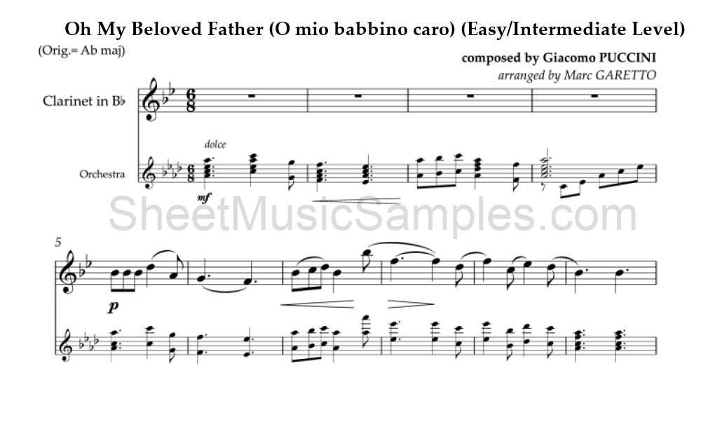 Oh My Beloved Father (O mio babbino caro) (Easy/Intermediate Level)