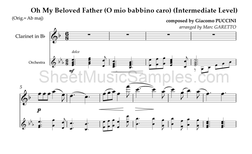 Oh My Beloved Father (O mio babbino caro) (Intermediate Level)