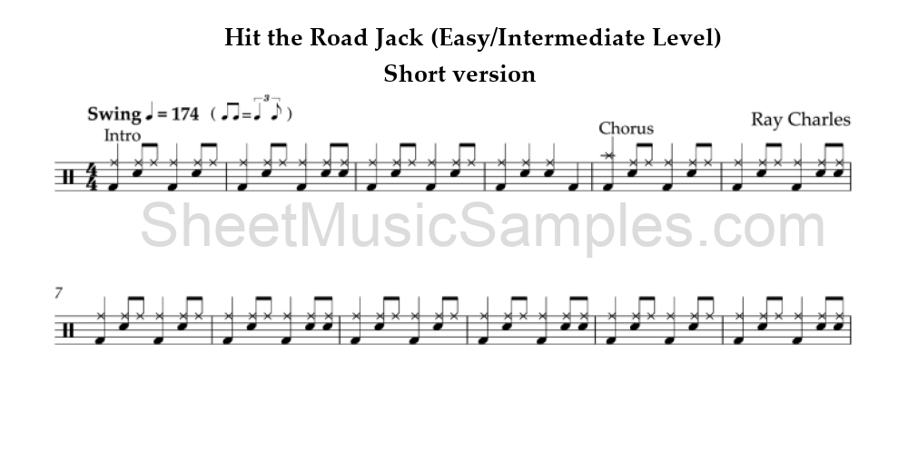 Hit the Road Jack (Easy/Intermediate Level) - Short version