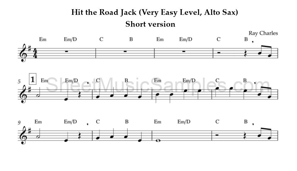 Hit the Road Jack (Very Easy Level, Alto Sax) - Short version