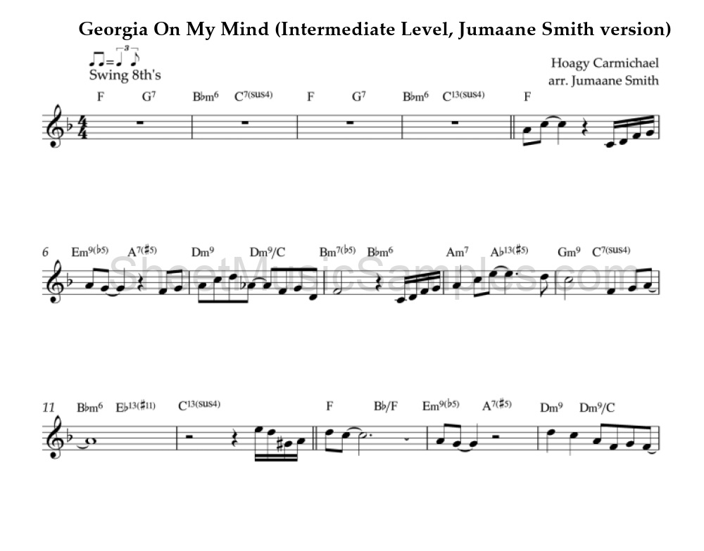 Georgia On My Mind (Intermediate Level, Jumaane Smith version)